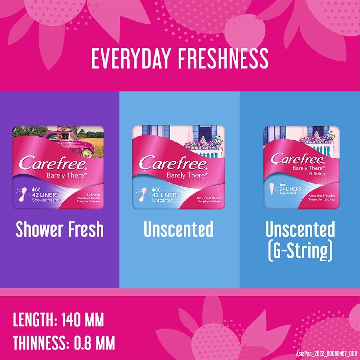 Carefree Barely There Scented Shower Fresh Panty Liners 42s