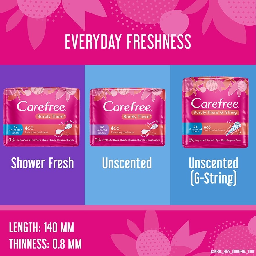 Carefree Barely There Scented Shower Fresh Panty Liners 42s