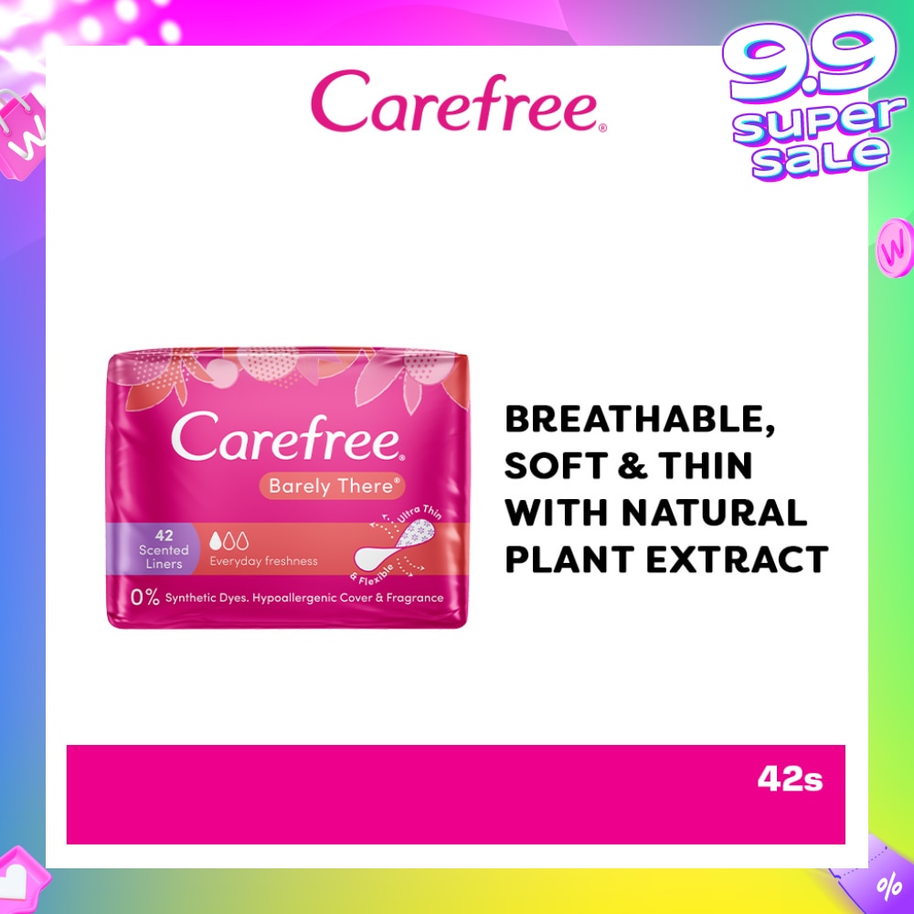 Carefree Barely There Scented Shower Fresh Panty Liners 42s