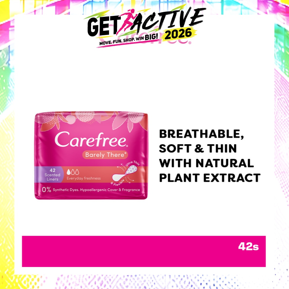 Carefree Barely There Scented Shower Fresh Panty Liners 42s image