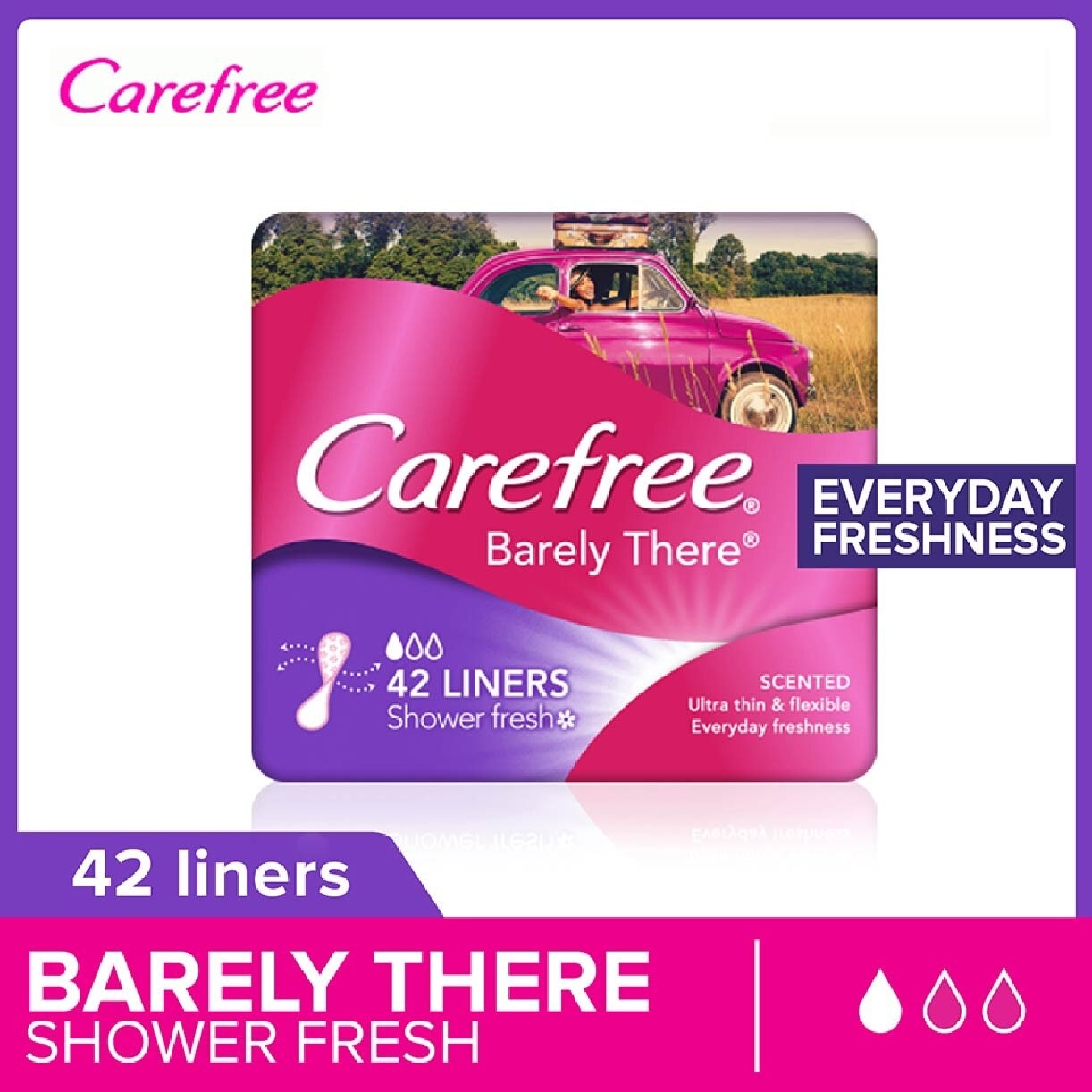 Carefree Barely There Scented Shower Fresh Panty Liners 42s