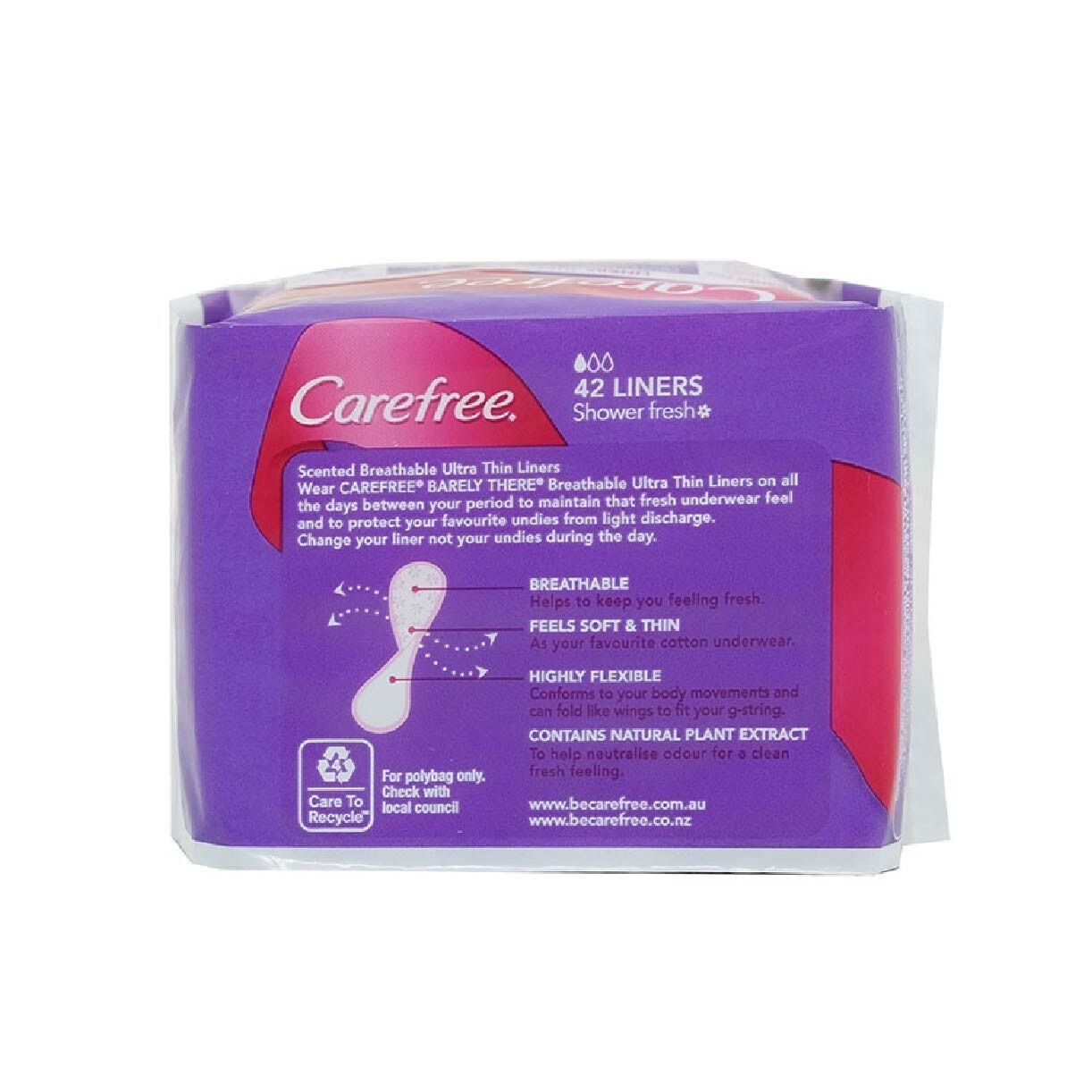 Carefree Barely There Scented Shower Fresh Panty Liners 42s