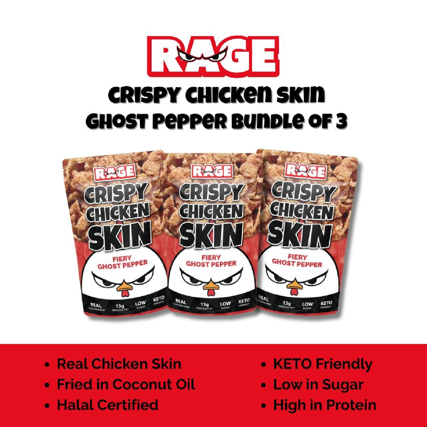 Crispy Chicken Skin Fiery Ghost Pepper 50g x 3s