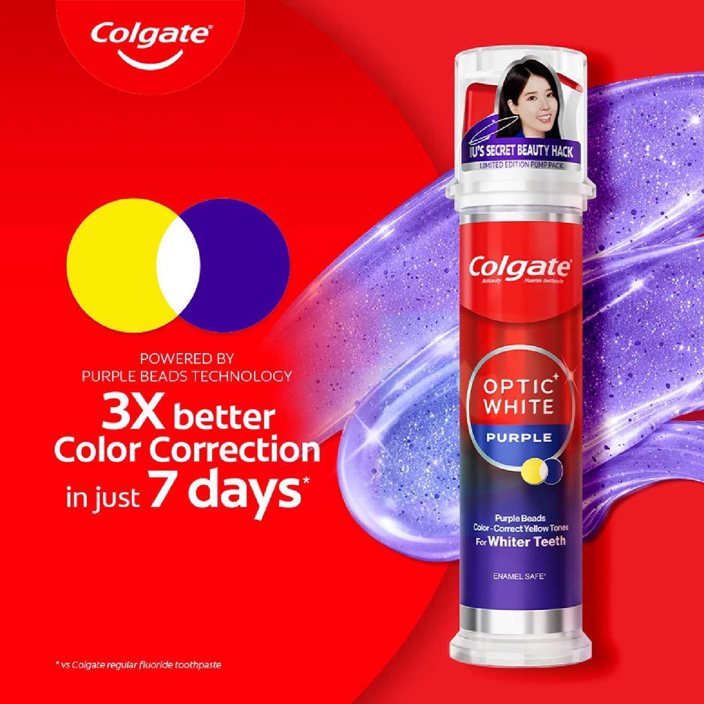 Optic White Purple Beads Pump Toothpaste IU Limited Edition 130g