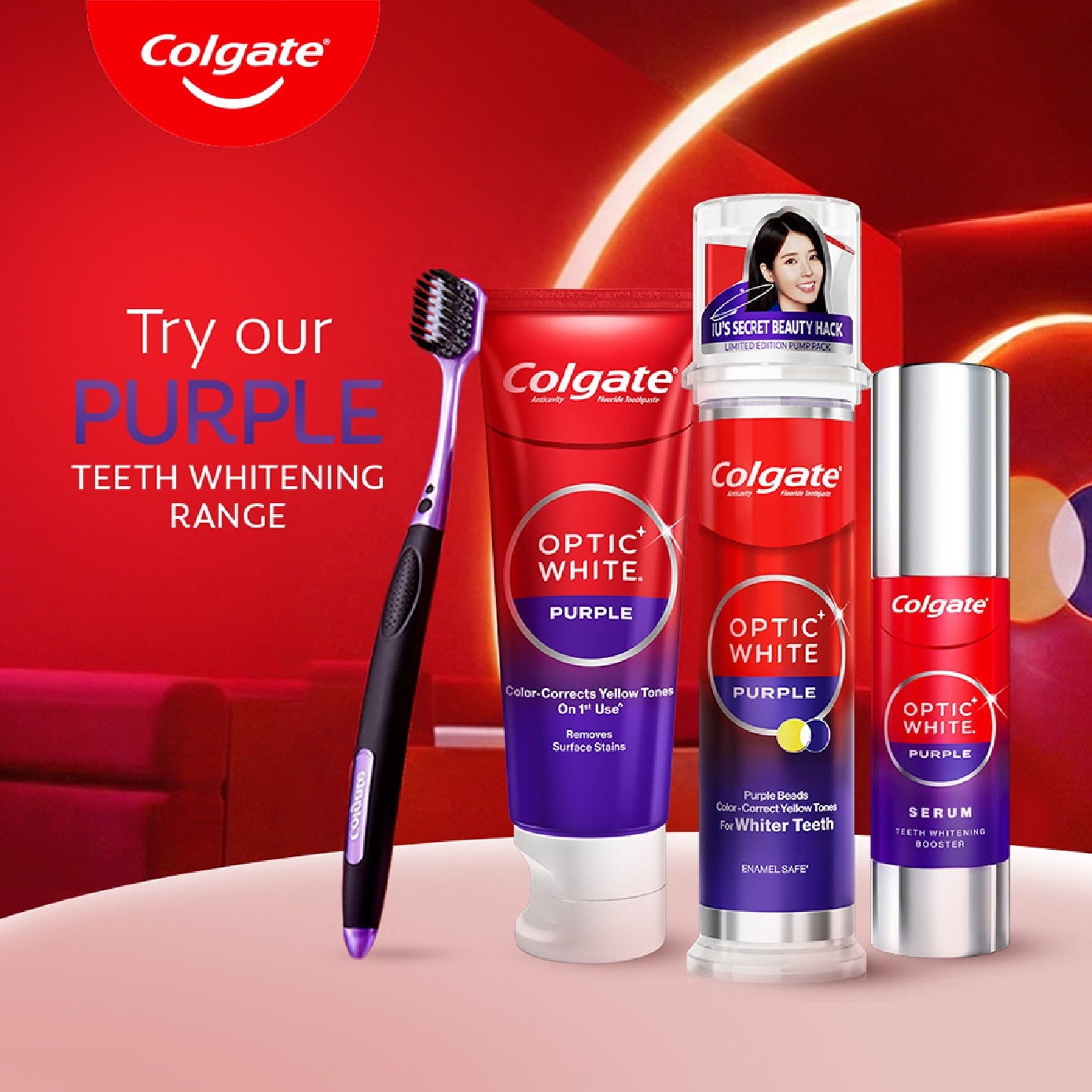 Optic White Purple Beads Pump Toothpaste IU Limited Edition 130g