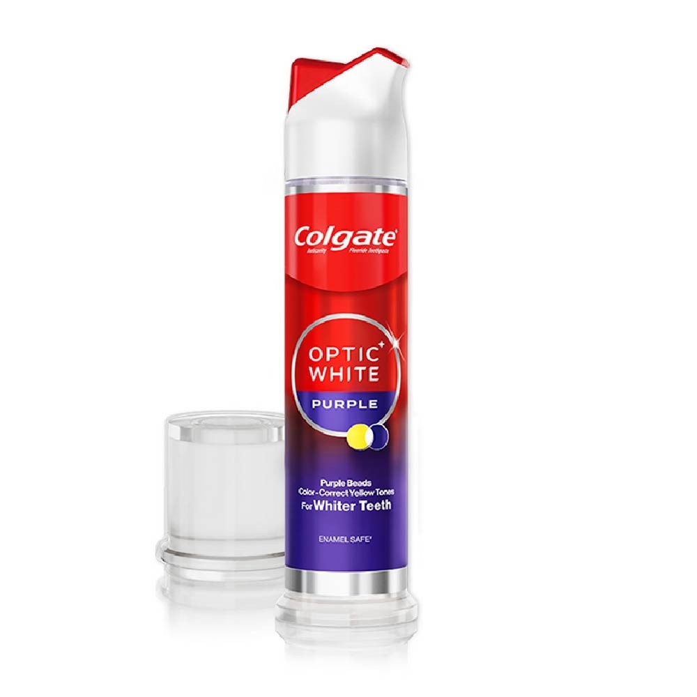 Optic White Purple Beads Pump Toothpaste 130g