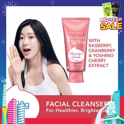 SENKA Perfect Whip Berry Bright Gentle Exfoliation Beauty FoamFacial Cleanser 100g (Expiry: Dec`2025)