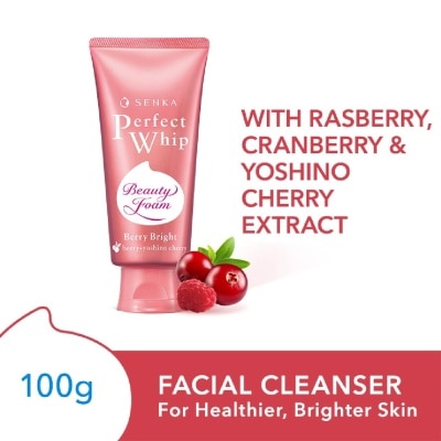 SENKA Perfect Whip Berry Bright Gentle Exfoliation Beauty FoamFacial Cleanser (Suitable For Dull & Oily Skin + For Healthier & Brighter Skin) 100g