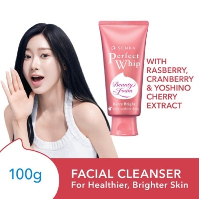 SENKA Perfect Whip Berry Bright Gentle Exfoliation Beauty FoamFacial Cleanser (Suitable For Dull & Oily Skin + For Healthier & Brighter Skin) 100g
