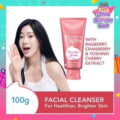 SENKA Perfect Whip Berry Bright Gentle Exfoliation Beauty FoamFacial Cleanser 100g (Expiry: Dec`2025)