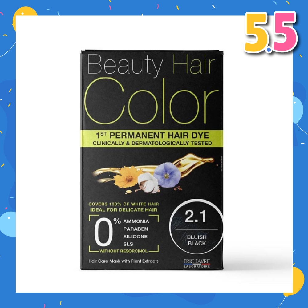 1st Permanent Hair Dye 2.1 Bluish Black (Covers 100% White Hair) 160ml
