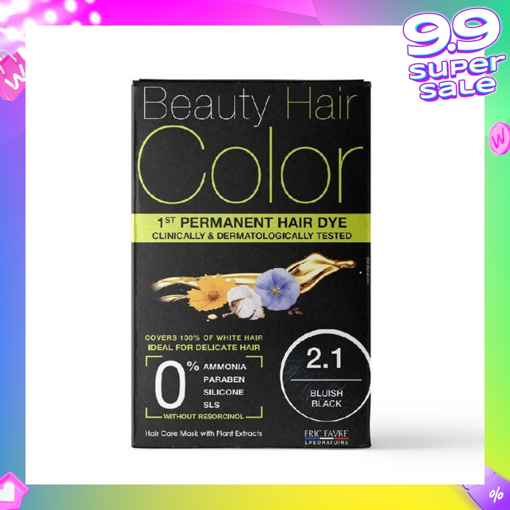 1st Permanent Hair Dye 2.1 Bluish Black (Covers 100% White Hair) 160ml
