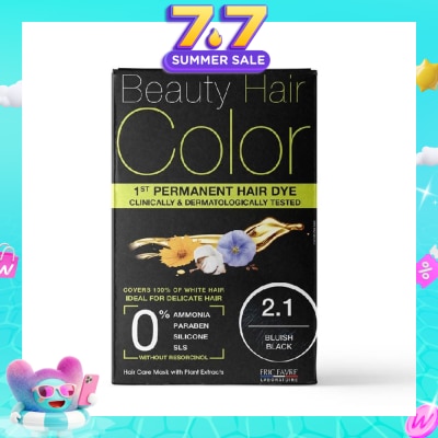 BEAUTY HAIR COLOR - 1st Permanent Hair Dye 2.1 Bluish Black (Covers 100% White Hair) 160ml