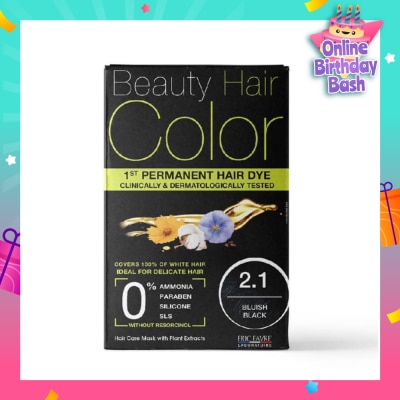 BEAUTY HAIR COLOR 1st Permanent Hair Dye 2.1 Bluish Black (Covers 100% White Hair) 160ml