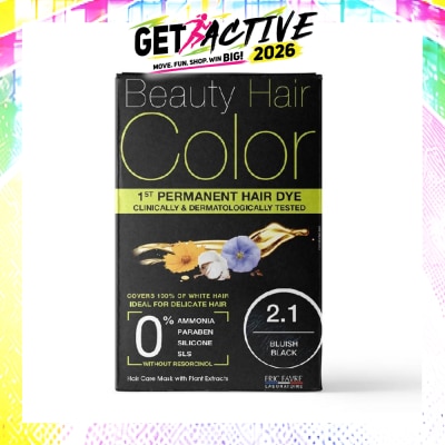 BEAUTY HAIR COLOR - 1st Permanent Hair Dye 2.1 Bluish Black (Covers 100% White Hair) 160ml image