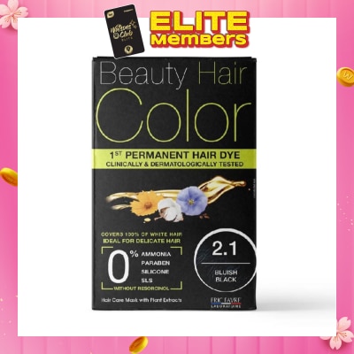 BEAUTY HAIR COLOR 1st Permanent Hair Dye 2.1 Bluish Black (Covers 100% White Hair) 160ml