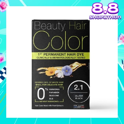 BEAUTY HAIR COLOR 1st Permanent Hair Dye 2.1 Bluish Black (Covers 100% White Hair) 160ml