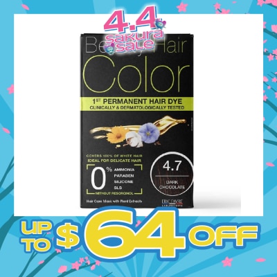 BEAUTY HAIR COLOR - 1st Permanent Hair Dye 4.7 Dark Chocolate (Covers 100% White Hair) 160ml