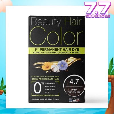 BEAUTY HAIR COLOR 1st Permanent Hair Dye 4.7 Dark Chocolate (Covers 100% White Hair) 160ml