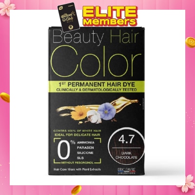 BEAUTY HAIR COLOR 1st Permanent Hair Dye 4.7 Dark Chocolate (Covers 100% White Hair) 160ml