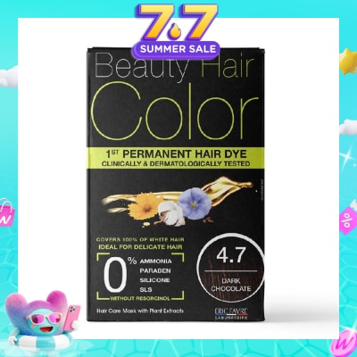 BEAUTY HAIR COLOR - 1st Permanent Hair Dye 4.7 Dark Chocolate (Covers 100% White Hair) 160ml