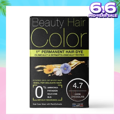 BEAUTY HAIR COLOR 1st Permanent Hair Dye 4.7 Dark Chocolate (Covers 100% White Hair) 160ml