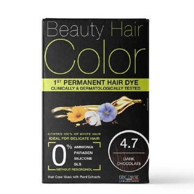 BEAUTY HAIR COLOR 1st Permanent Hair Dye 4.7 Dark Chocolate (Covers 100% White Hair) 160ml