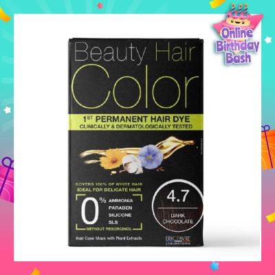 BEAUTY HAIR COLOR 1st Permanent Hair Dye 4.7 Dark Chocolate (Covers 100% White Hair) 160ml