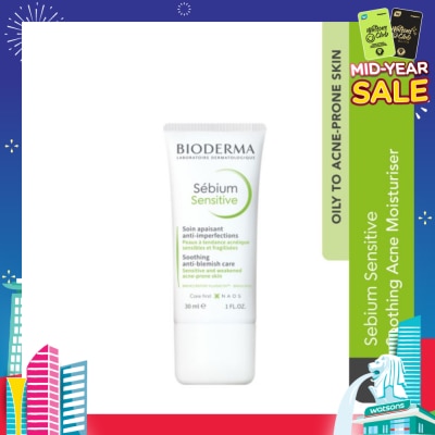 BIODERMA Sebium Sensitive Soothing Acne Moisturiser 30ml