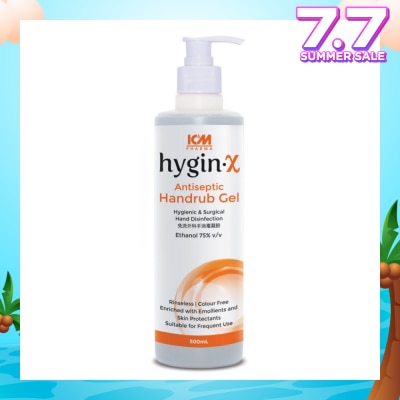 ICM PHARMA Hygin-X Antiseptic Handrub Gel 500ml (Expiry: Oct`2025)