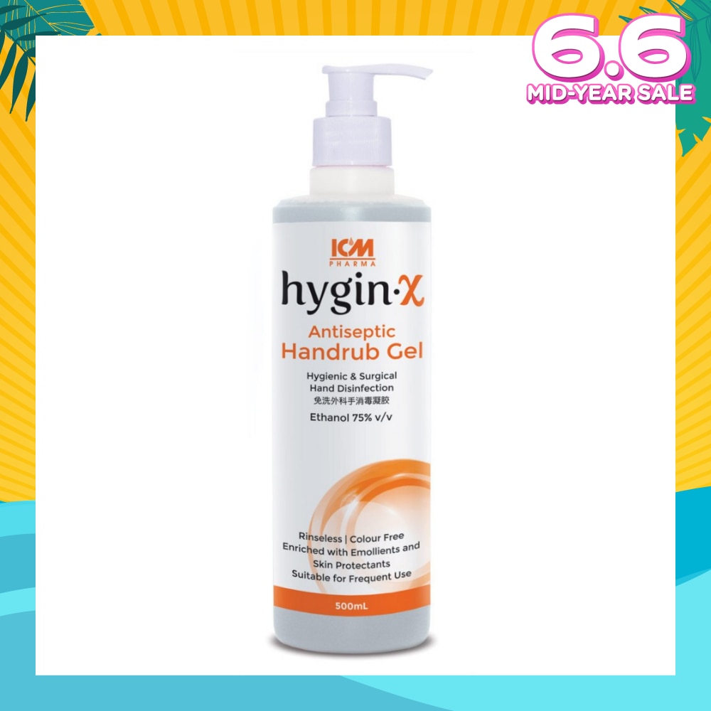 Hygin-X Antiseptic Handrub Gel 500ml (Expiry: Oct`2025)