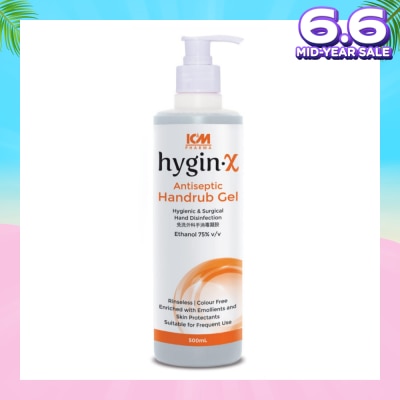 ICM PHARMA Hygin-X Antiseptic Handrub Gel 500ml (Expiry: Oct`2025)