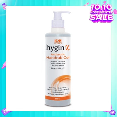 ICM PHARMA Hygin-X Antiseptic Handrub Gel 500ml (Expiry: Oct`2025)