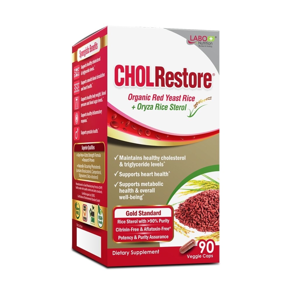 Cholrestore Dietary Supplement Veggie Capsule (For Cholesterol, Triglyceride, Blood Lipid Support And Cardiovascular Heart Health) 90s