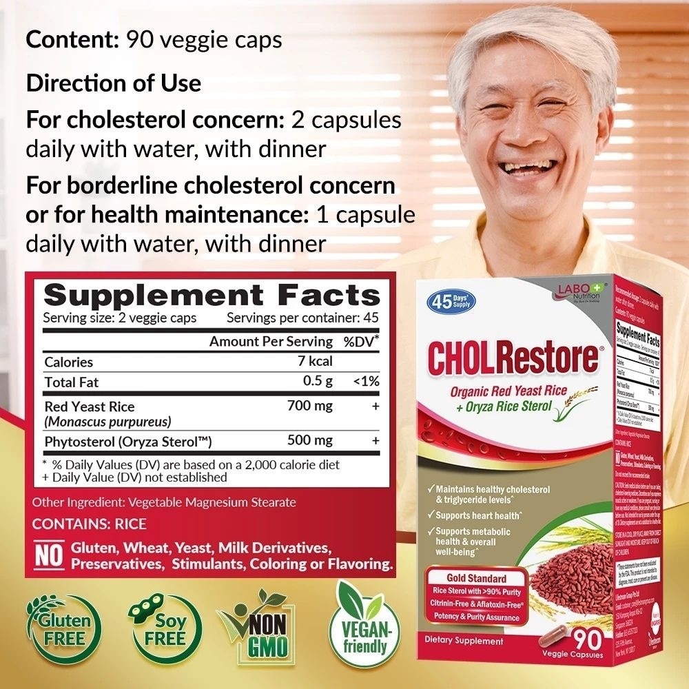 CHOLRestore Cholesterol Heart Health Supplement Veggie Capsule 90s