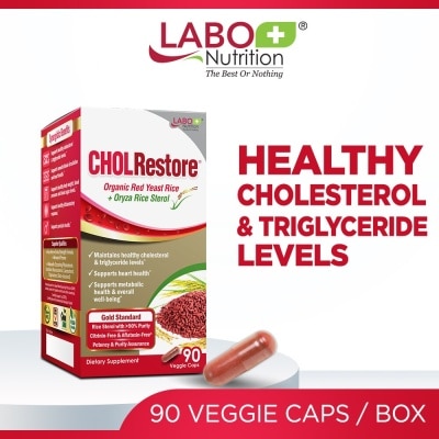 LABO NUTRITION Cholrestore Dietary Supplement Veggie Capsule (For Cholesterol, Triglyceride, Blood Lipid Support And Cardiovascular Heart Health) 90s