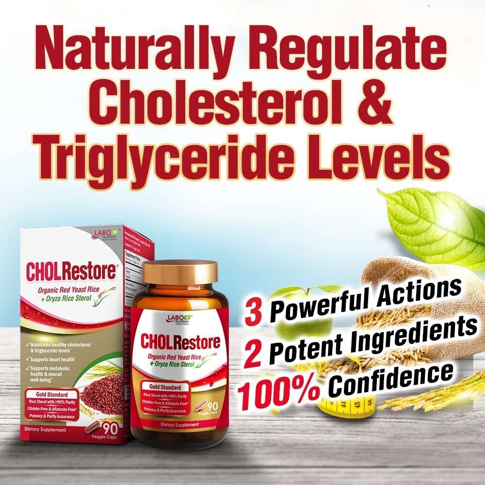 Cholrestore Dietary Supplement Veggie Capsule (For Cholesterol, Triglyceride, Blood Lipid Support And Cardiovascular Heart Health) 90s