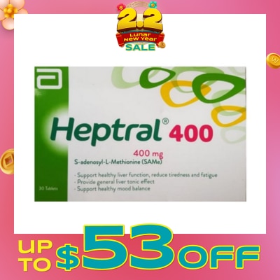 HEPTRAL Tablets 400mg (Supporting Healthy Liver Function & Healthy Mood) 30s