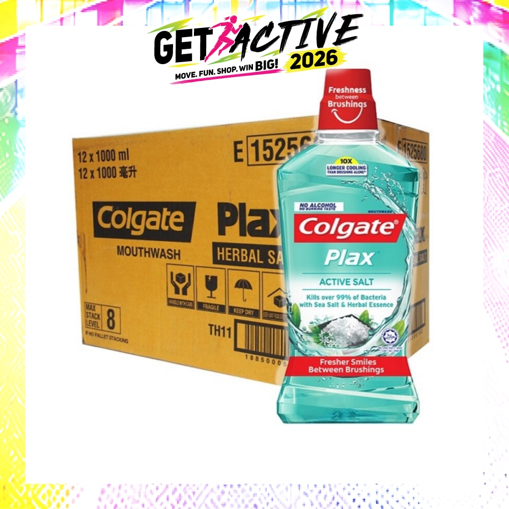 Plax Mouthwash Active Salt 12x1L Carton image