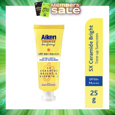 AIKEN - 5X Ceramide Bright & Vitamin C Ultra Light and Tone-Up Sunscreen SPF 50+ PA++++ 25g
