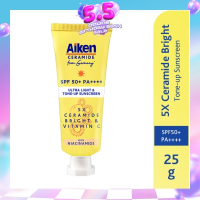 AIKEN - 5X Ceramide Bright & Vitamin C Ultra Light and Tone-Up Sunscreen SPF 50+ PA++++ 25g