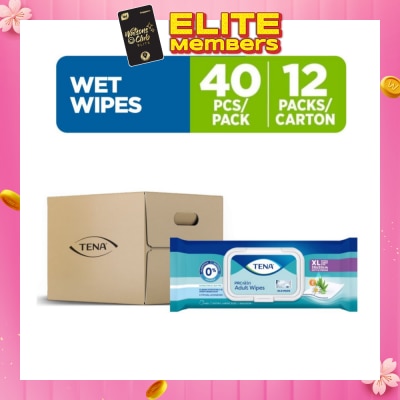 TENA Adult Soft & Strong Wet Wipes XL 30x20cm 40s x 12