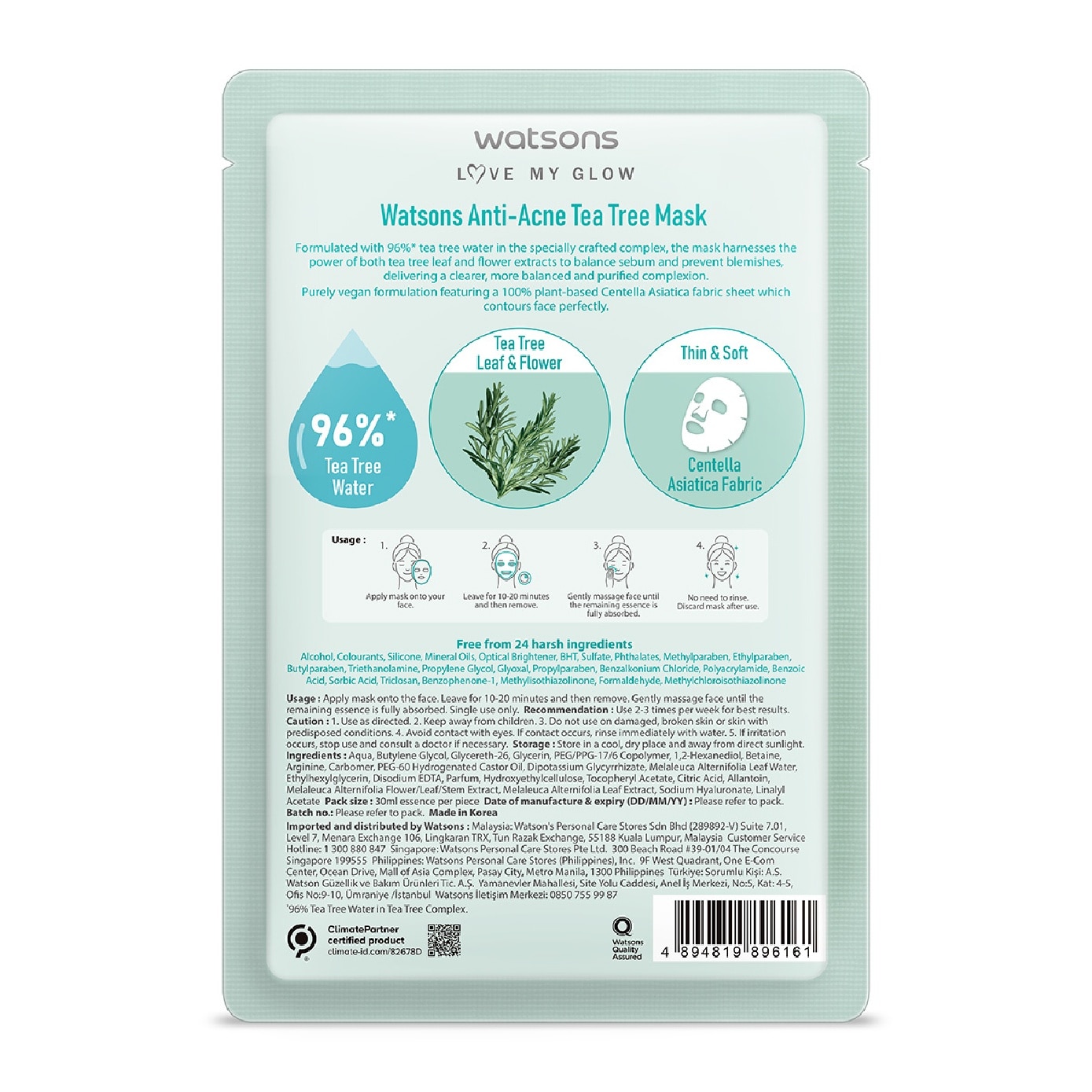 Anti-Acne Tea Tree Face Mask 30ml x 1s