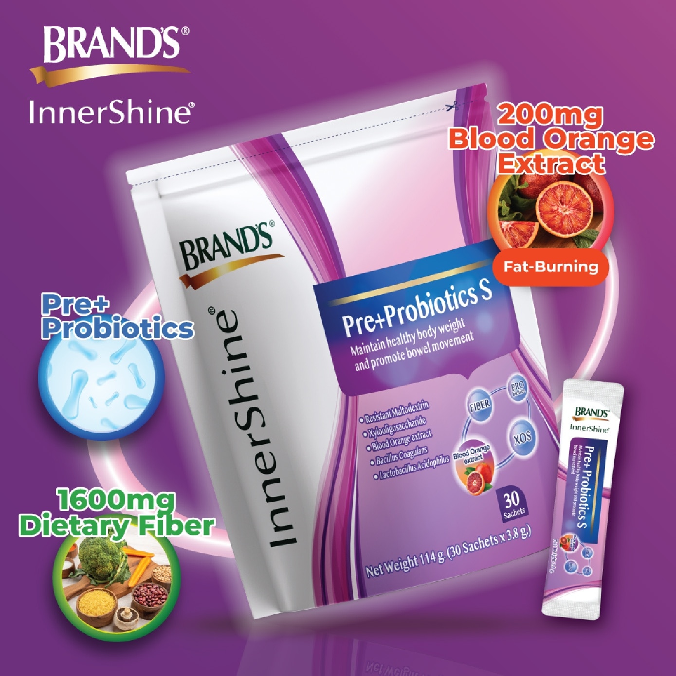 Pre + Probiotics S (For Gut Health & Weight Management) 3.8g x 30s