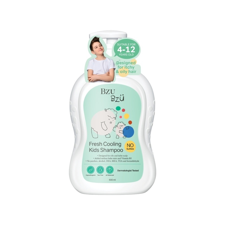 Bzu Bzu Fresh Cooling Kids Shampoo 600ml (For Oily & Itchy scalp)<BR>