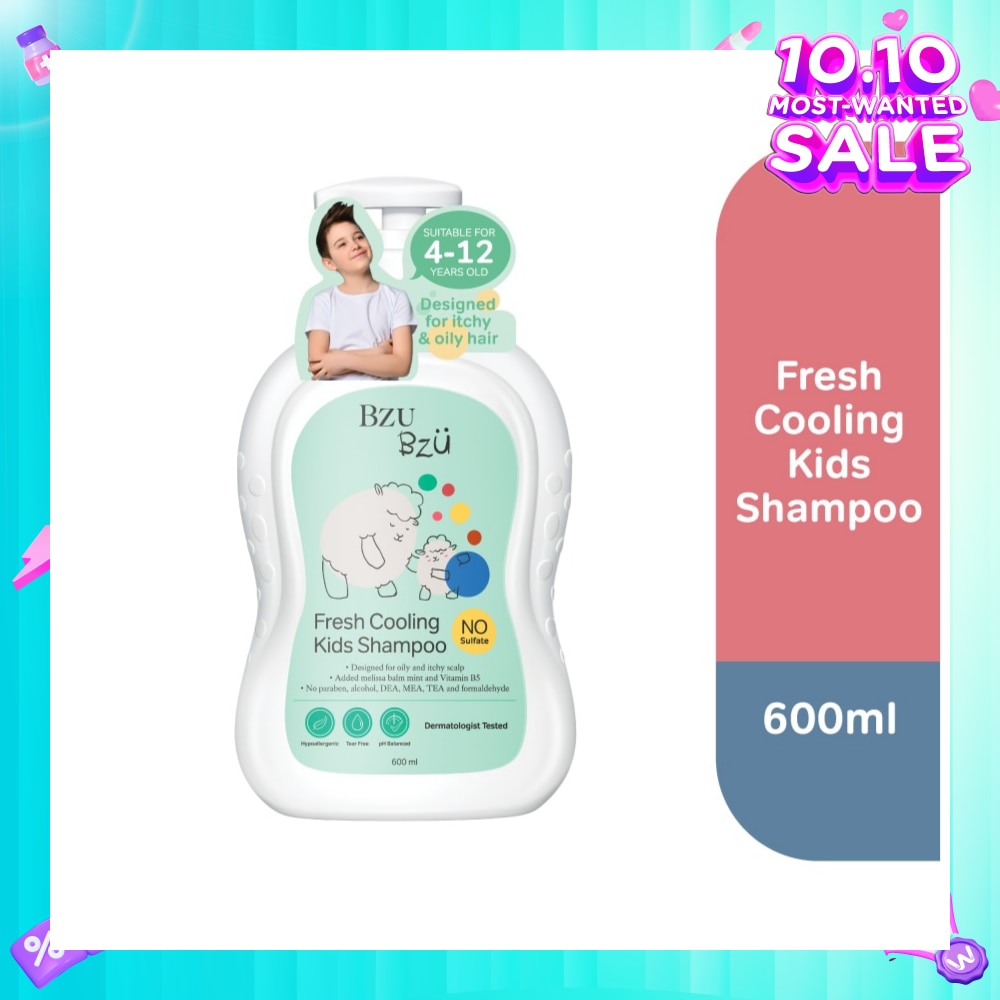 Bzu Bzu Fresh Cooling Kids Shampoo 600ml (For Oily & Itchy scalp)<BR>