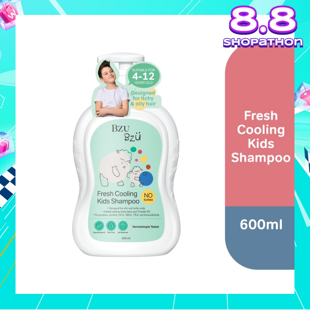 Bzu Bzu Fresh Cooling Kids Shampoo 600ml (For Oily & Itchy scalp)<BR>