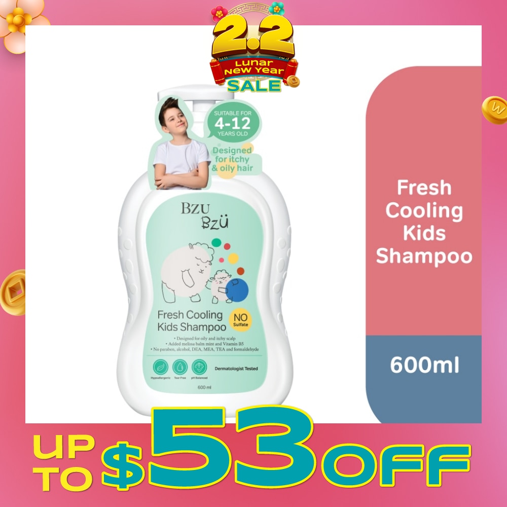 Bzu Bzu Fresh Cooling Kids Shampoo 600ml (For Oily & Itchy scalp)<BR>