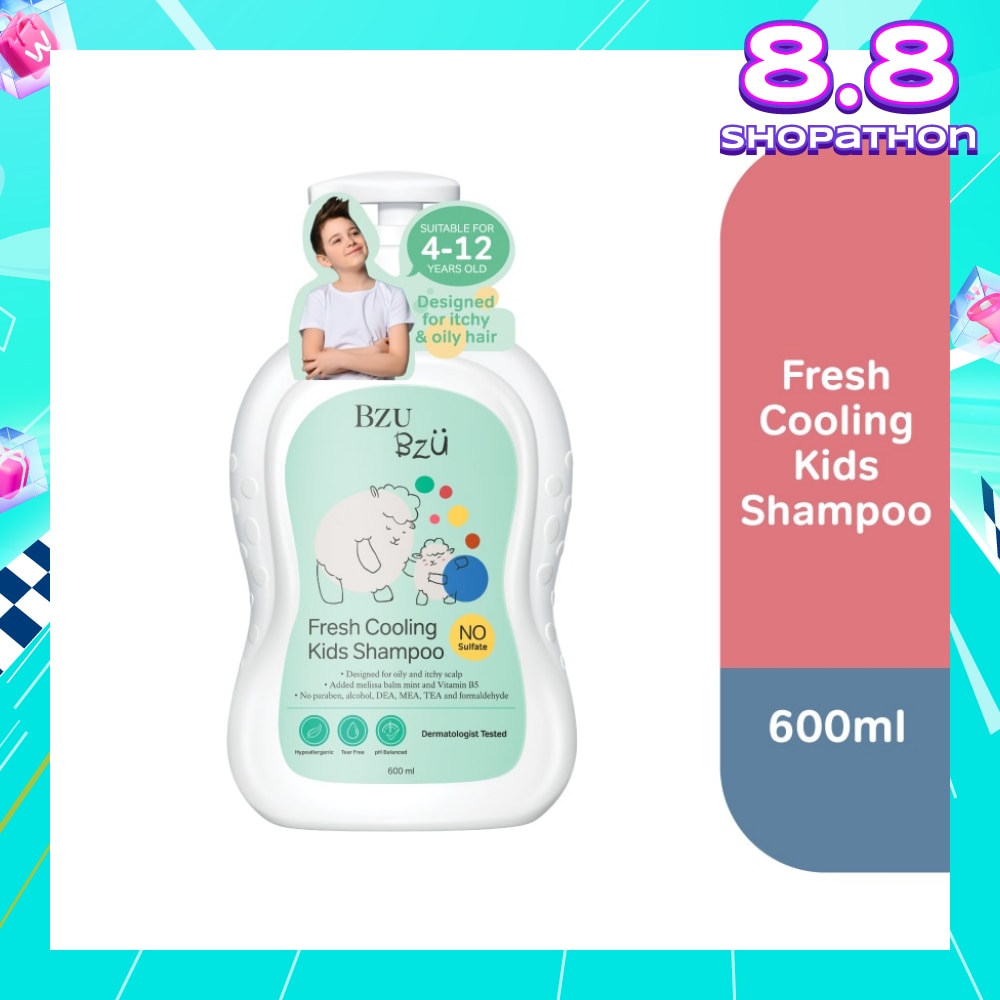 Bzu Bzu Fresh Cooling Kids Shampoo 600ml (For Oily & Itchy scalp)<BR>