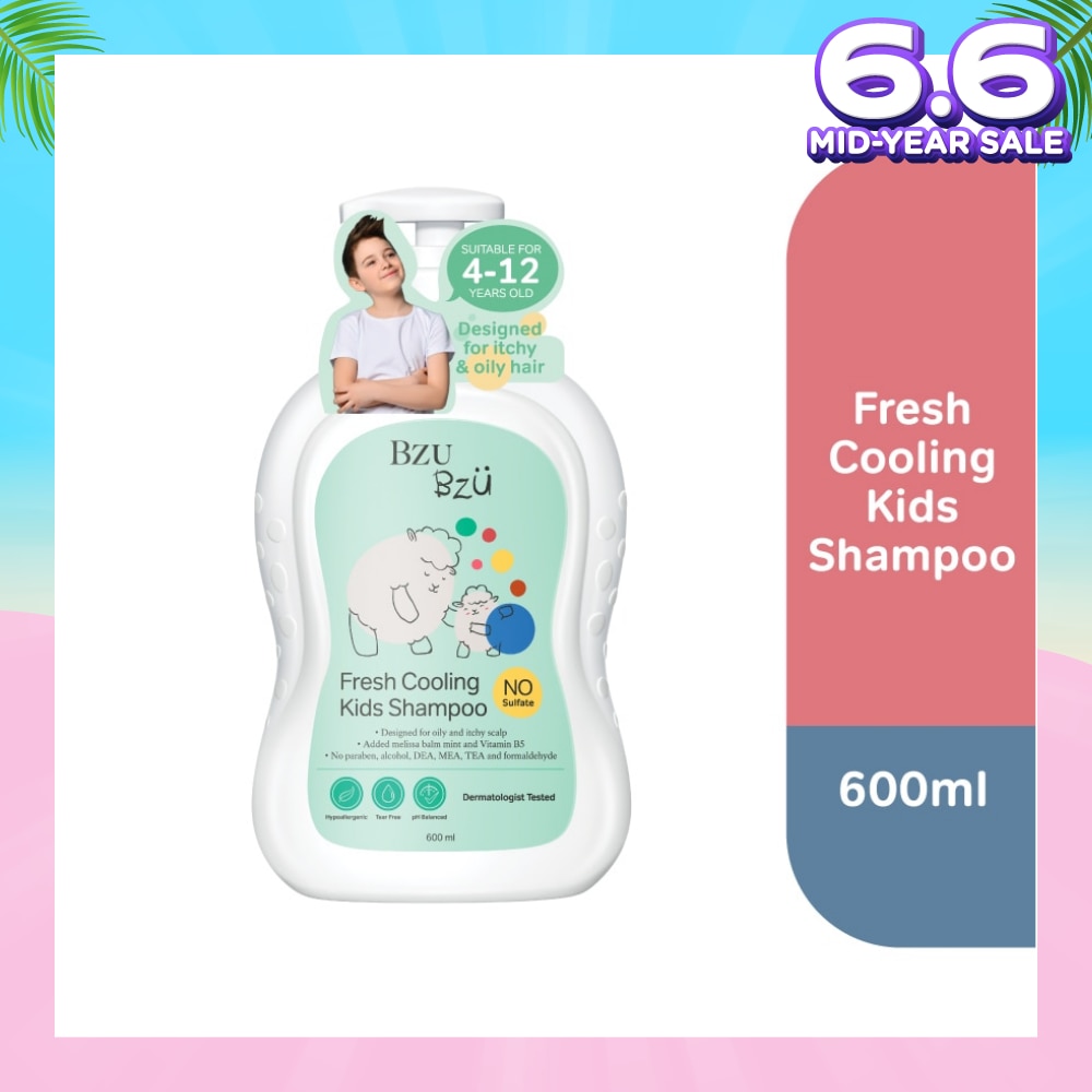 Bzu Bzu Fresh Cooling Kids Shampoo 600ml (For Oily & Itchy scalp)<BR>
